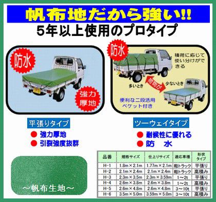 ユタカメイク トラックシート帆布 グリーン 2.6m×4.8m H-5 ユタカメイク トラックシート帆布 グリーン 2.6m×4.8m H-5