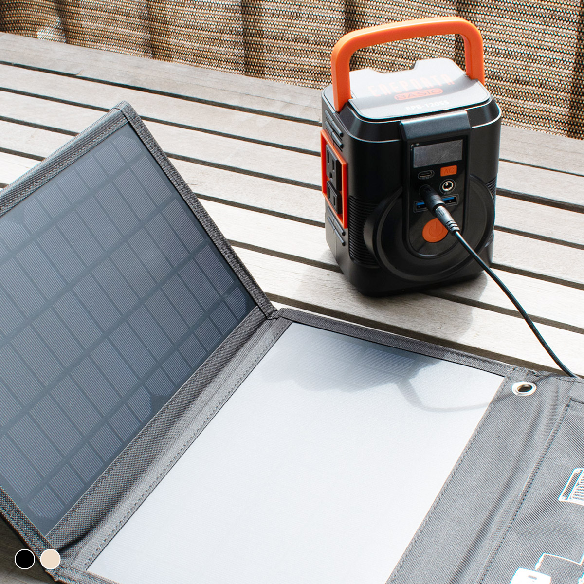 エネポルタ ベーシック 【 ポータブル電源 大容量蓄電池 30000mAh 停電対策 災害時用 ソーラーパネル 太陽光発電 LEDライト アウトドア 防災グッズ スマホ5台同時充電 】