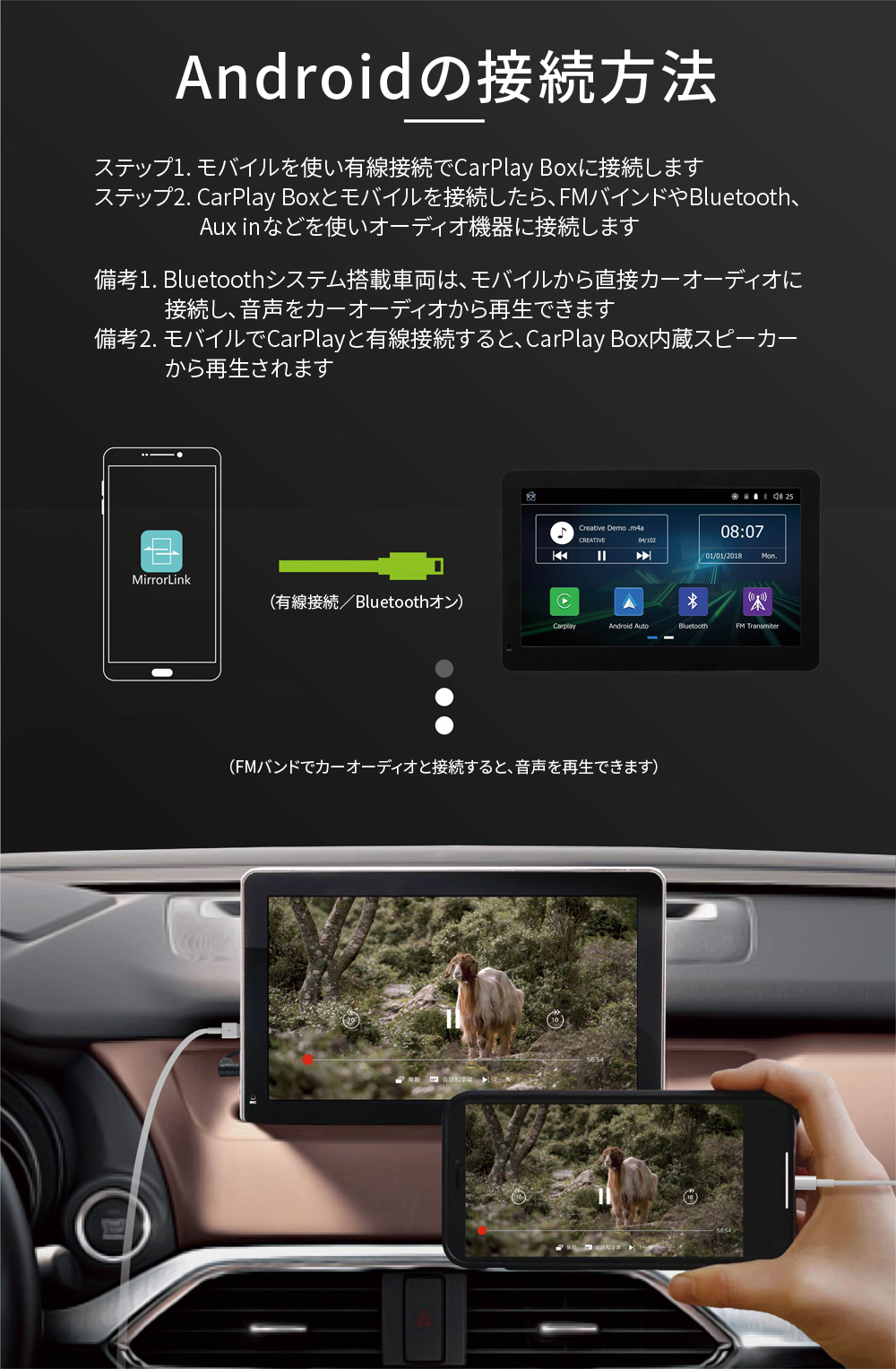 Carplay有線カーナビ Android Ios対応 音声制御 オンラインマップ 音楽再生 モバイル通話 ラジオ Usb Bluetooth ミラーリンク 7インチモニター Coral Vision 台湾直送 Carplay Plus A Monitor Systems Com