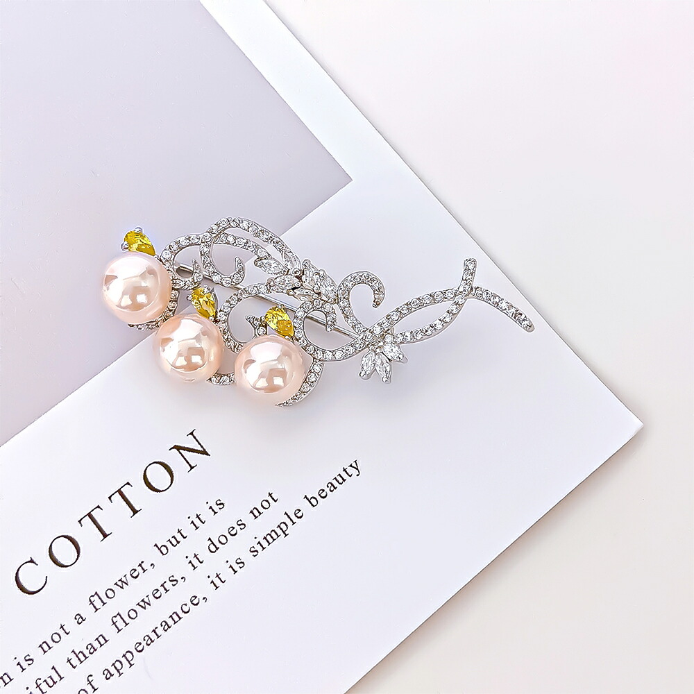 【3点購入で888円OFF】パール ブローチ 真珠 貝パール 人気 新婚 ウェディング 結婚式 花嫁 キュービック ジルコニア レディース ジュエリー アクセサリー おしゃれ ブランド シンプル カジュアル【SPARKMO】【台湾直送】【送料無料】