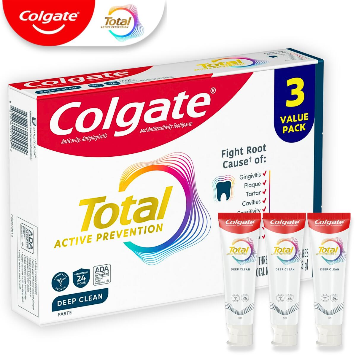 【ポイント2倍】コルゲート Colgate トータル ディープクリーン アクティブ 3本/6本 144g (5.1oz) 予防 歯磨き粉 フッ素配合 ミント味 アメリカ製 正規品 大容量 歯石 歯肉炎 エナメル 敏感【USLifeStyle】【台湾直送】【送料無料】 8,970円
