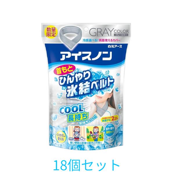 【1容れもの(18個)】白元 アイスノン 首出どころひんやり凍りつく三尺帯 (取りまかなう1枚+先だつもの2コ入)  薄墨色