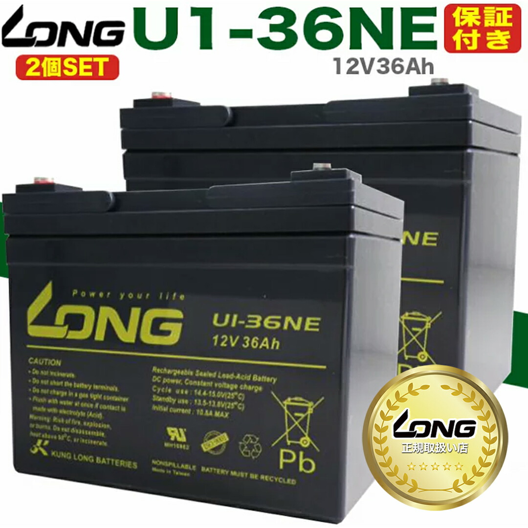 【保証付き】【LONG正規取扱い店】2個セット 台湾LONG バッテリー U1-36NE 電動カート・セニアカー・溶接機各種 / 互換: SEB35 12SN35 12SPX33 DJW12-33 BT40-12 LC-V123