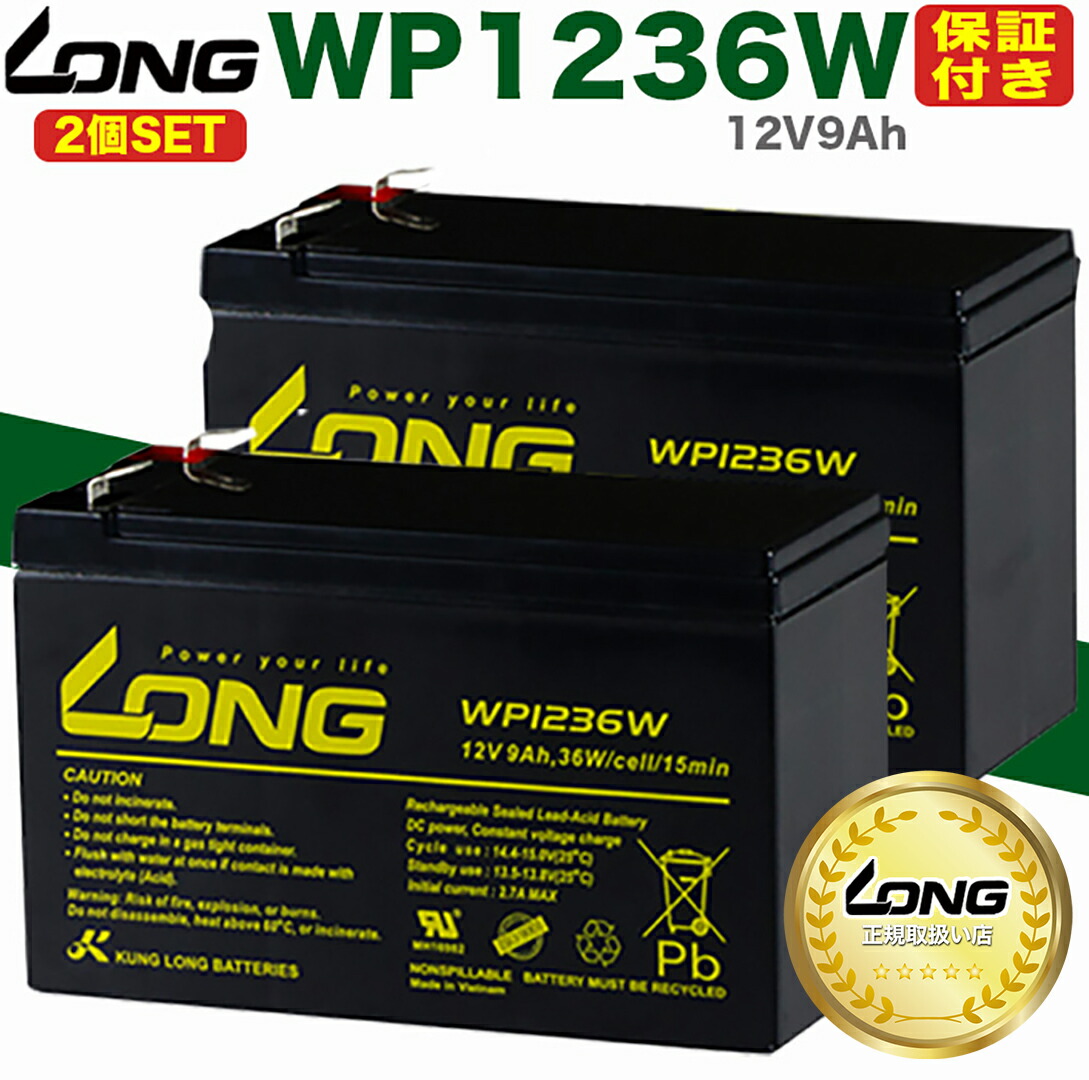【LONG正規取扱い店】【保証付】WP1236W 2個セット Smart-UPS・無停電電源装置・蓄電器用バッテリー完全密封型鉛蓄電池(12V9Ah) / 互換: WP8-12 NP7-12 NPH7-12 PE12V7.2 PXL12072 12m6.5 12P6.5 12SN9 12SSP7.5 HF7-12 HV7-12 HP6.5-12 12SSP7.5