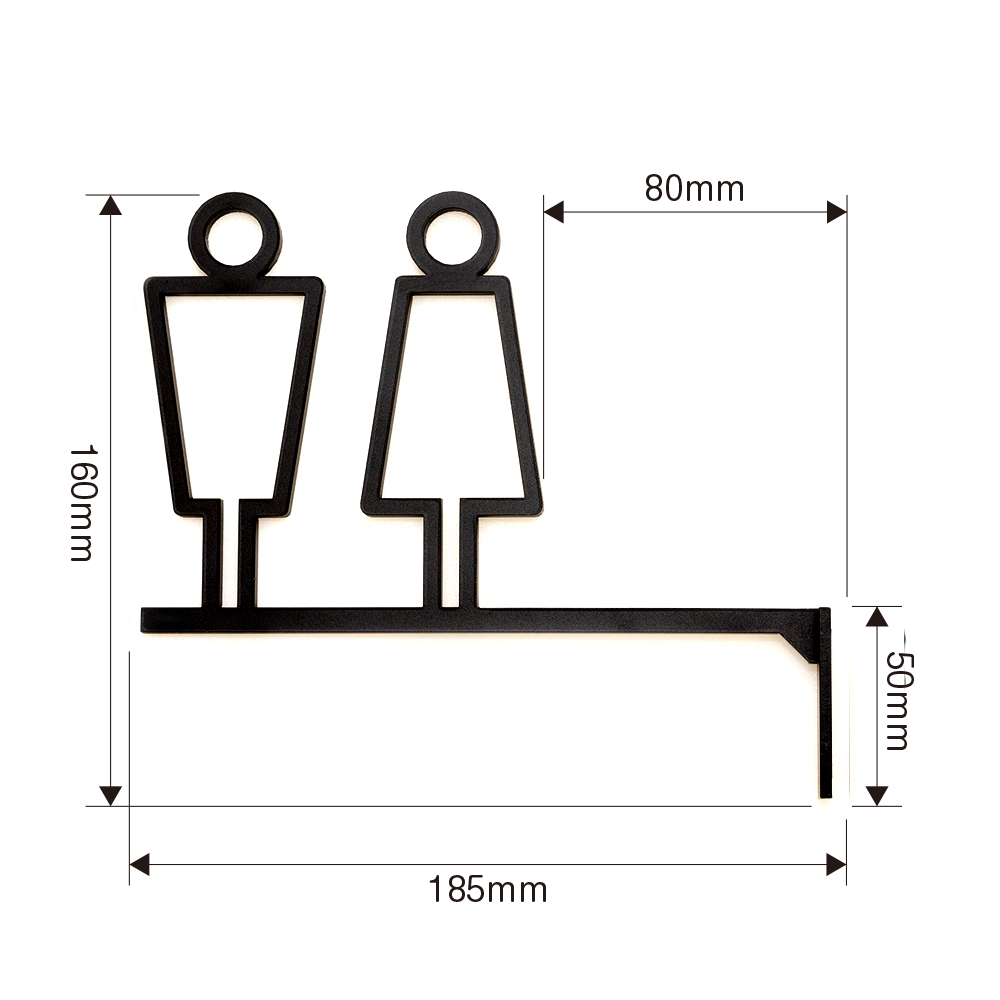 楽天市場 トイレサイン 突き出し プレート 中抜きデザイン 艶消しブラック ピクトサイン トイレ サイン マーク ドアプレート Two Face 楽天市場店