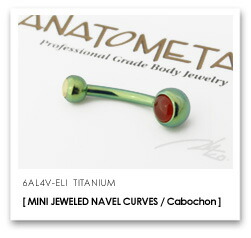 14Ga. チタン製 MINI ダブルカボション ネイブルカーブス ANATOMETAL｜２１４Ｃｏ．