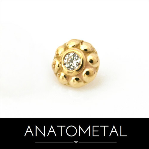 3.5mm 18金 イプサ エンド 単品 ANATOMETAL(ブリリアントカット/1.5mmジェム) K18台座 ソリッド ゴールド ジルコニア 5A ボディピアス パーツ キャッチ インターナル バーベル用内ネジ式 18g 16g 14g 12g 用