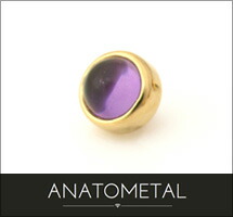 3粍 18金 ベゼルカボション ジェムエンド 単品 ANATOMETALK18基礎 益荒男 ゴールド 上半身ピアス 一部分 つかみ取る インターナル インターナリー バーベル用内ねじ釘式 18g 16g 14g 12g 用【亜米利加アナトメタル社定まり直輸入品】