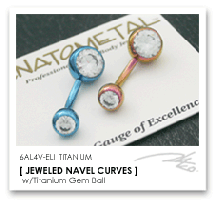 14Ga. チタン製 ダブルジュエルド ネイブルカーブス ANATOMETAL