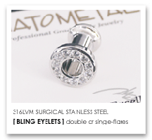 4Ga. ステンレス鋼製 ジェムド はと目 (ブリリアント or カボションカット / 2粍宝珠×10) アナトメタル ANATOMETAL 上半身ピアス 取りひろげる大広間用 4g 【置き目直輸入品】