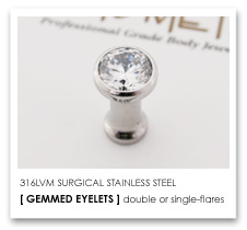 6Ga. ステンレス鋼製 シングルス声の調子 はと目（ブリリアント：7粍宝珠）ANATOMETAL