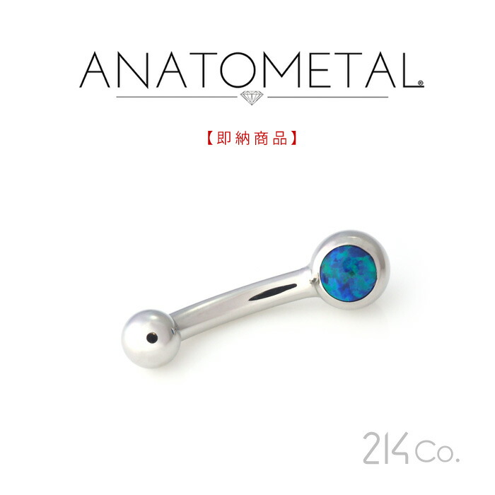 12Ga. ステンレス製 ミニ カボション ネイブルカーブス（ブルーグリーンオパール） ANATOMETAL