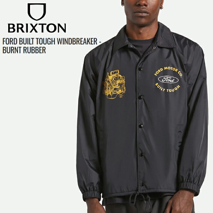 上衣 メンズ BRIXTON ブリクス英トン 上衣 FORD COLLECTION-FORD BUILT TOUGH WINDBREAKER - BURNT RUBBER ウィンドブレーカー 上衣 アウター アメ車 表どおり アメカジ 波乗り スポーツ・アウトドア-メンズウインドブレーカー-アウター