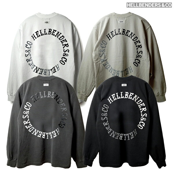Hellbenders\u0026co Circle logo LS TEE 6.5薬局衡オンス USA Cotton 2 ヘルベンダース 倶楽部 ロゴタイプ ロング捩り 紅茶