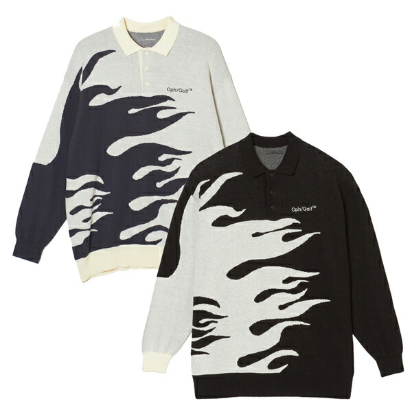 30%OFF Captains Helm Golf : Cph/golf Horizontal Fire Knit Polo キャプテンズヘルム ゴルフ ホリゾンタル ファイヤー 編み物 ポロ