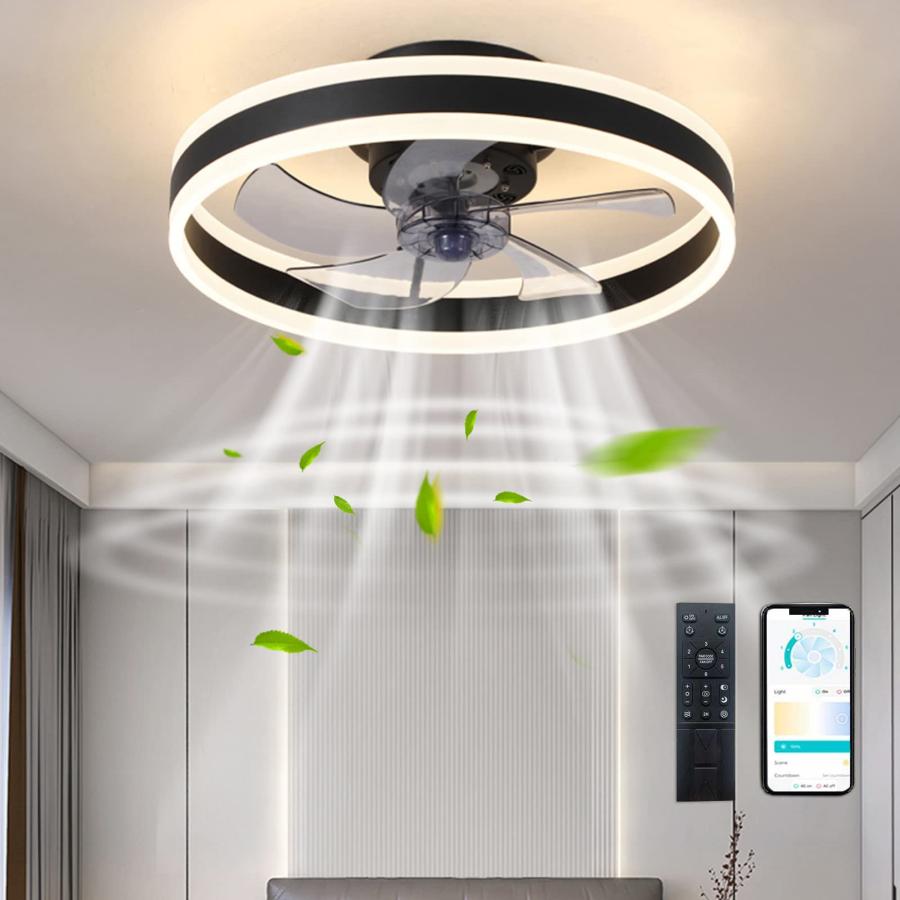 天井ファンランプ 天井ファン シャンデリア LED ファン 扇風機 ナイトランプ 静音 家庭 照明 ルーム用 子供部屋 エネルギー節約 多機能 高品質 白色光 中間色光 暖色光 切り替え可能 LED調光可能 涼しい