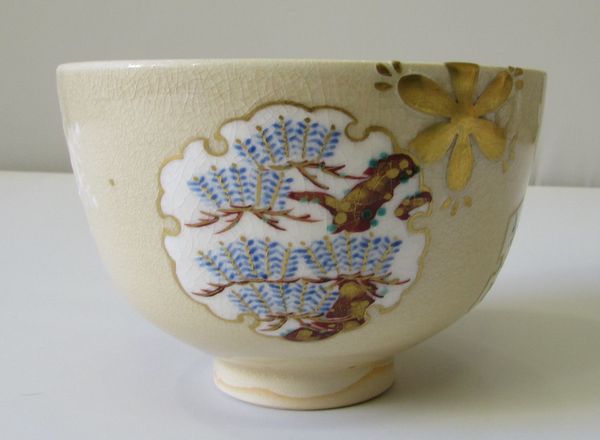 茶道具・茶碗>色絵茶碗 雪月花の絵 山川巌作 季節を問わずに、お使い