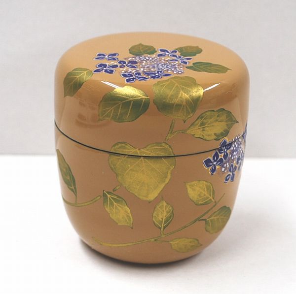 茶道具　中林星山作　神代杉　青柳に滝蒔絵　八角茶器　共箱　V　8000 茶道 棗 八角茶器 神代杉 松蒔絵 星山作