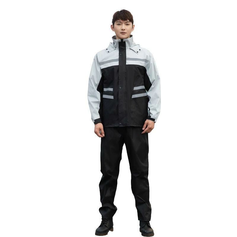 【貨物輸送無料】自動二輪車用レインウェア 成人男性用 上下セットアップ 耐水 雨合羽 防風 朦々たる 自動二輪車 スクータ 通い 通学 納める袋付き添い人 緑であること 黒いこと しろがね色 薄墨色 オレンジ色