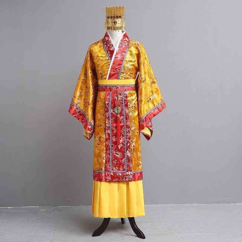 【送料無料】衣装 男女兼用 子供 大人用 中国 古代 皇帝 太子 龍袍 龍柄 舞台 演劇 民族舞踊 コスプレ イベント 学園祭 ハロウィン 変装 ポリエステル 黄色 赤色 黒色 高級感 豪華