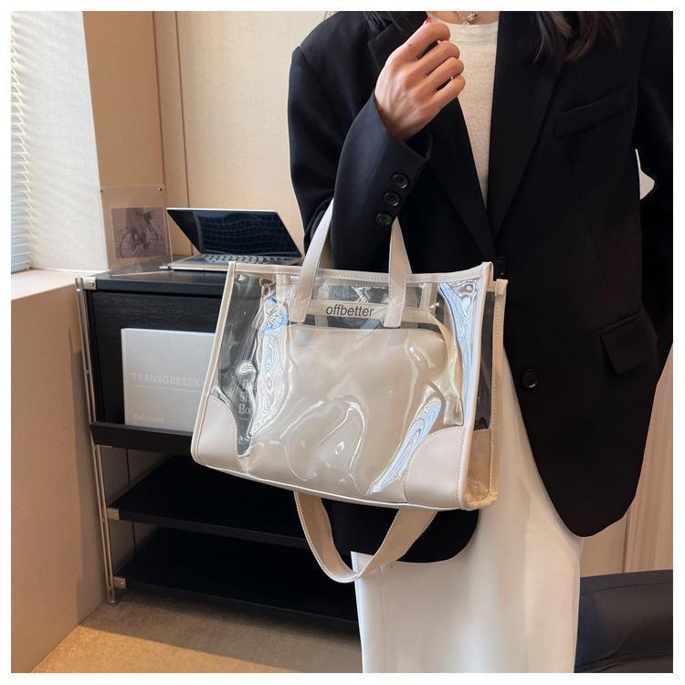 【送料無料】クリアバッグ PU ポーチ付き ショルダーバッグ 透明バッグ ビーチバッグ トートバッグ おしゃれ