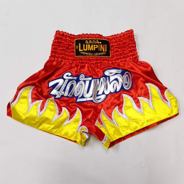 楽天市場】29 サテン ムエタイ ボクシング パンツ 黒MUAY 赤炎 /キック
