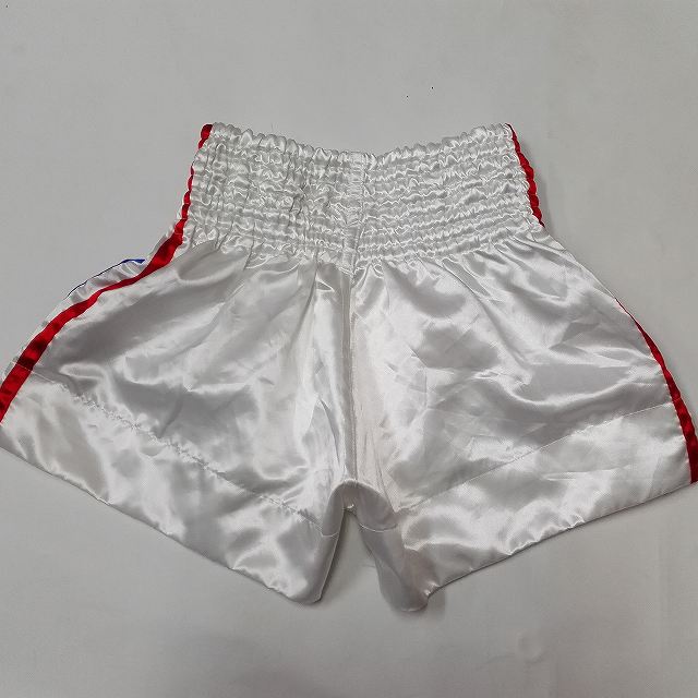 LUMPINI16サテンボクシングパンツ白赤鷲/ムエタイ/キックボクシング/トランクス/大人用