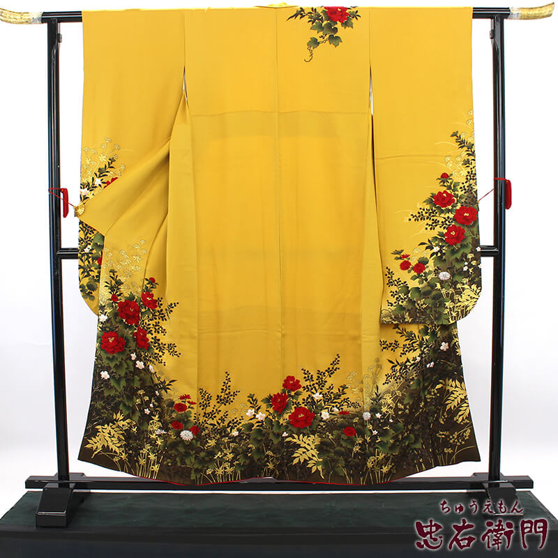 【中古】 振袖 単品 レディース 正絹 洋芥子 身の長157.5珊 裄丈64珊 成年者式 華燭の典 フォーマル 貨物輸送無料 即日送りとどける レディースファッション-着物