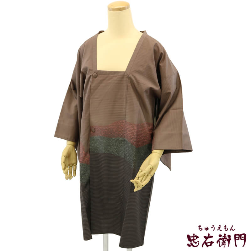 【中古】 染め大島紬 道行厚地の外套 証紙付再利用 レディース 正絹 御召しもの用 赤銅色 裄丈64糎 防寒用 今めかしい用 貨物輸送無料 即日送りとどける