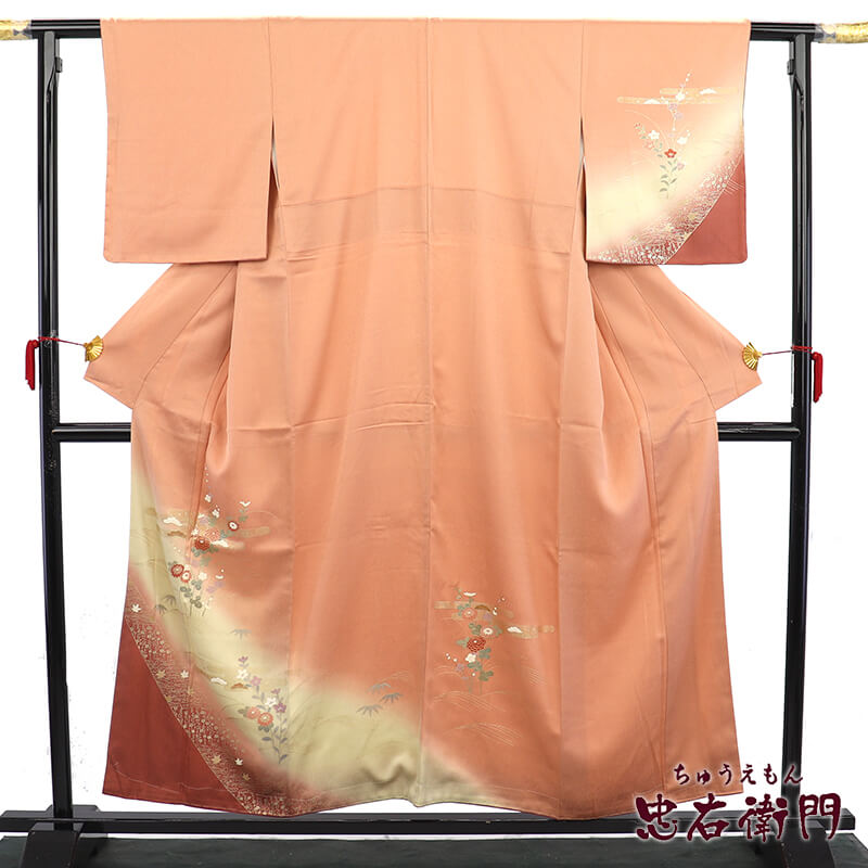 【中古】 付下げ 付け下げ 附下 レディース 正絹 ピンク 身丈159cm 裄丈63cm 仕立て上がり着物 小さいサイズ リサイクル着物 リサイクル　即日発送