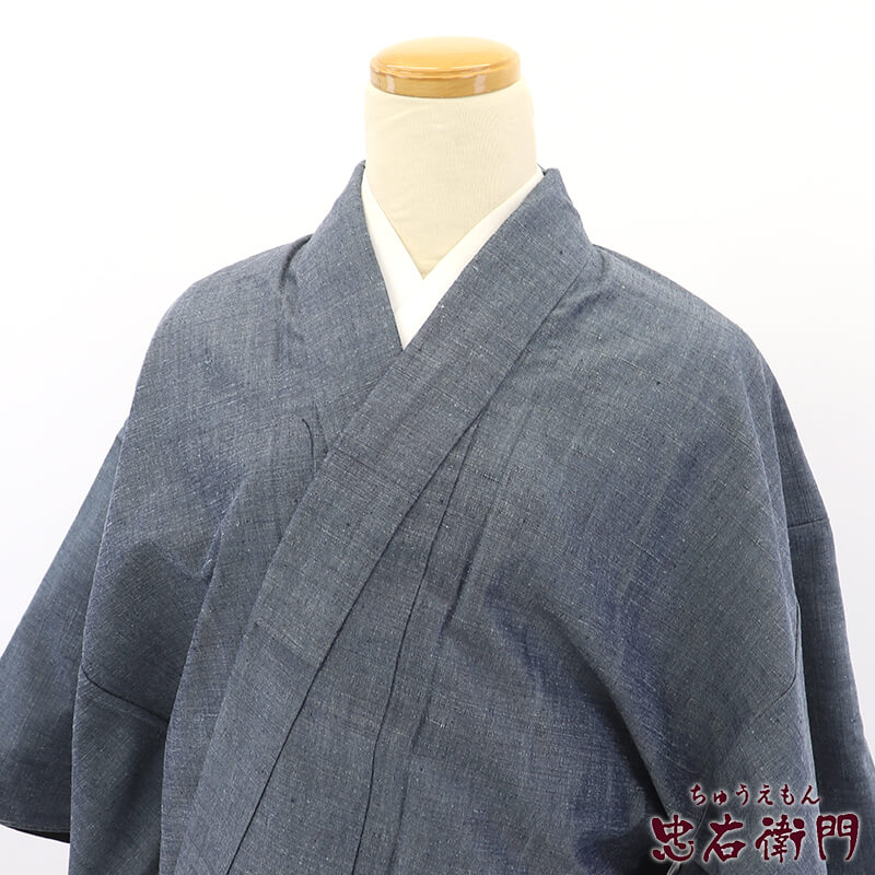 リサイクル着物 リサイクル 男着物 紬 紬着物 単品 メンズ 正絹 青灰 身丈137.5cm 裄丈65cm 仕立て上がり着物 カジュアル 【中古】 即日発送