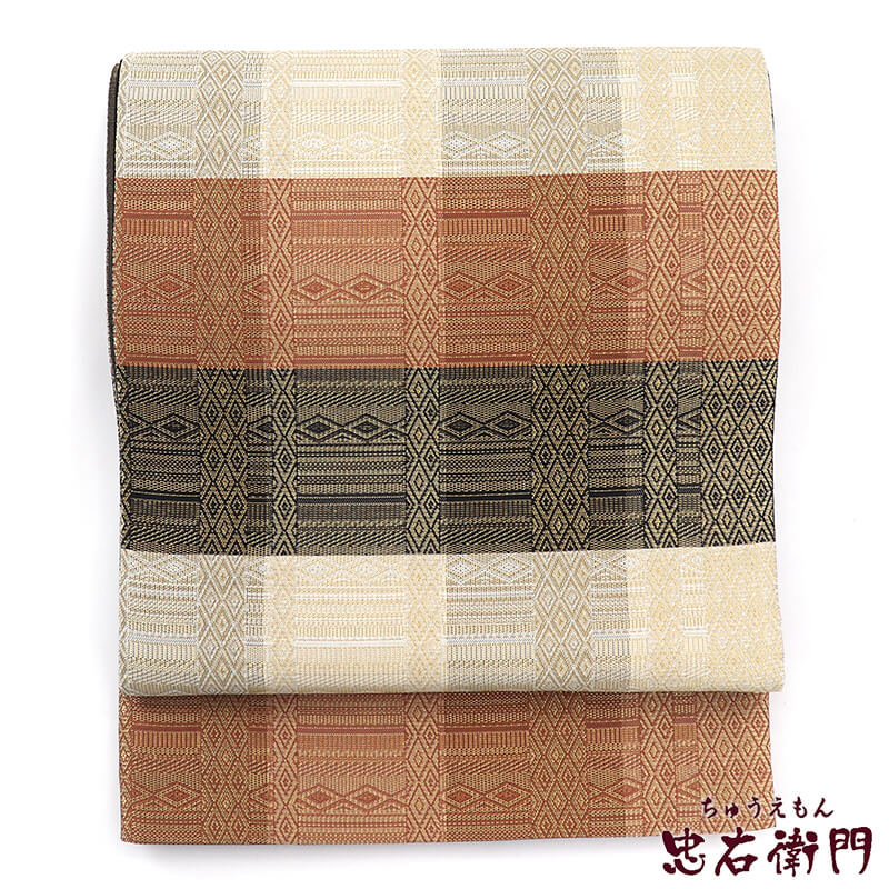 【中古】 袋帯 フォーマル 礼装用 正絹 茶金 長さ442cm 幅31cm リサイクル 和装 礼装 フォーマル 着物 仕立て上がり リサイクル帯 送料無料 即日発送