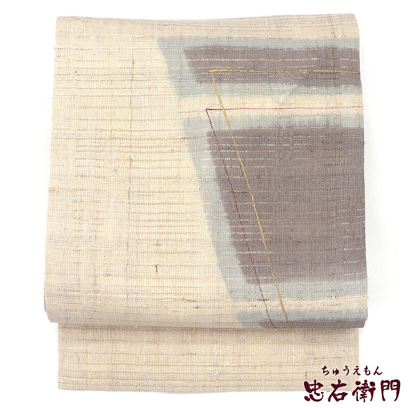 【中古】 名古屋帯 正絹 九寸帯 お太鼓柄 ベージュ 紬 抽象化柄 長さ378糎 幅31糎 再利用 和装 普段使い走り かっこ良い着方針 お召しもの 仕立てもの売り上げ高再利用帯 貨物輸送無料 即日送りとどける 和服-レディースファッション-帯