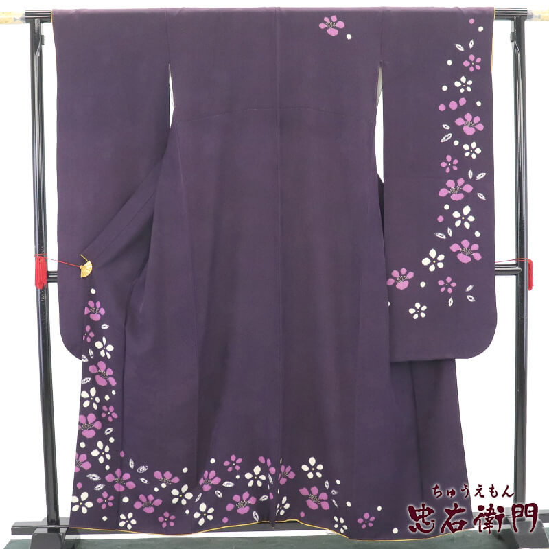 【中古】 振袖 長襦袢付き添い人 2点仕掛ける 成年者式 振り袖 正絹 紫 桜 分け取り絞り 分かりやすい 身たけ161糎 裄丈66糎 売りわたす 仕立てもの売り上げ金 再利用 M大きさ好いかげんに 再利用御召しもの リユース御召しもの 中古御召しもの 貨物輸送無料 即日送りとどける