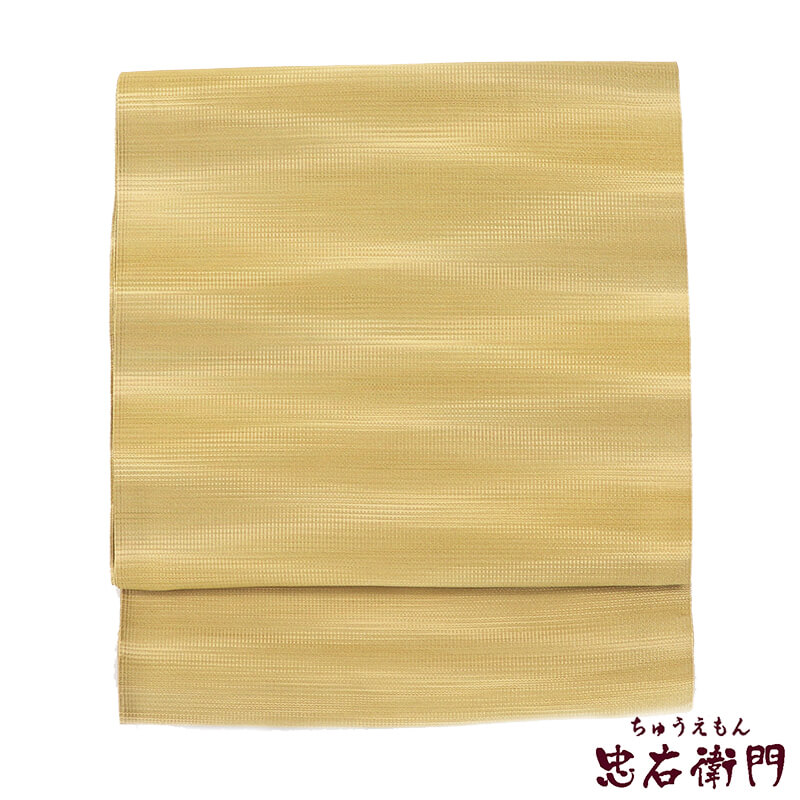 【中古】 名古屋帯 なごや帯 綴れ 正絹 八寸帯 全通柄 薄芥子色 ぼかし つづれ 長さ351cm 幅31cm リサイクル 和装 普段使い おしゃれ着向き 着物 仕立て上がりリサイクル帯 即日発送