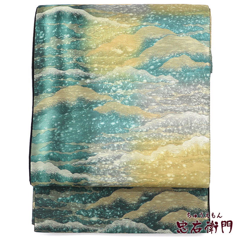 【中古】 袋帯 ふくろ帯 正絹 黄緑 六通柄 小花 段々柄 長さ440cm 幅31cm リサイクル 和装式典 会食 パーティ 入学式 卒業式 着物 仕立て上がりリサイクル帯 送料無料 即日発送 16,474円