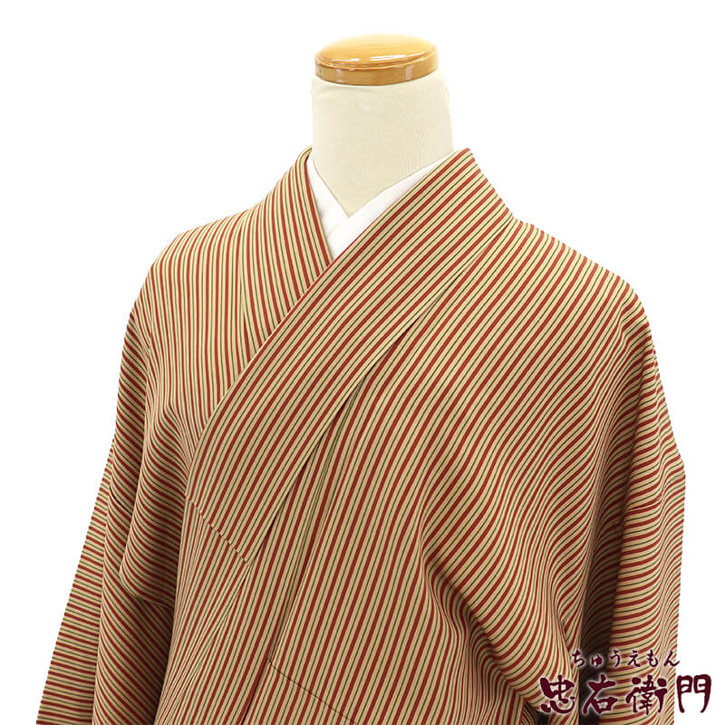 【中古】 小紋 小紋御召しもの 袷 レディース 正絹 ベージュ 縞 身の丈161珊 裄丈67珊 心地よい 街御拾い 普段着 夕ご飯会 M～L大きさ好いかげんに 再利用御召しもの リユース御召しもの 中古御召しもの 即日送りとどける