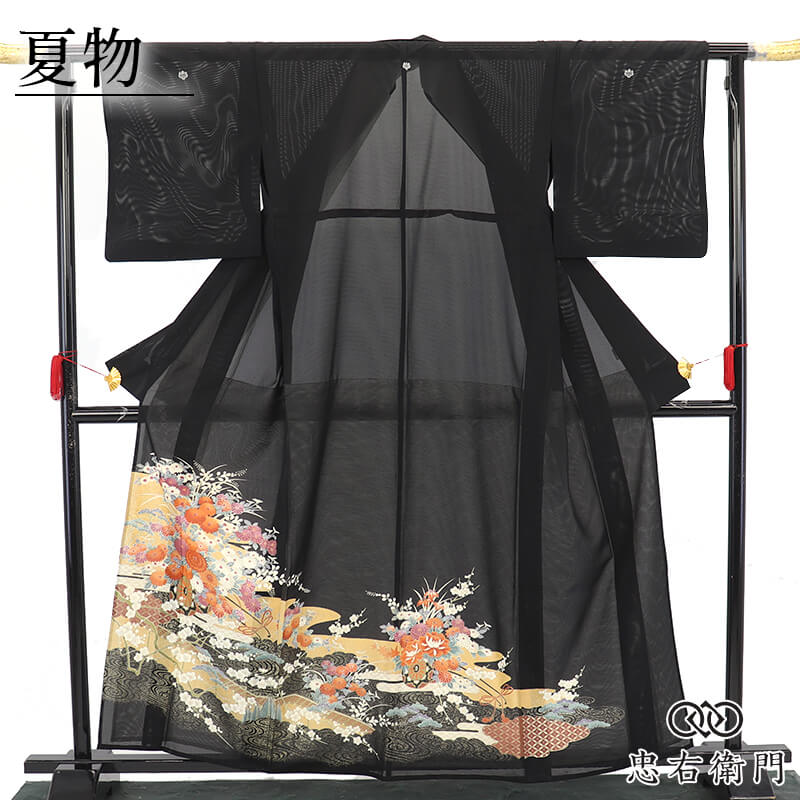 【中古】 絽 黒留袖 夏御召しもの 五つ紋 比翼仕立てもの レディース 正絹 黒 割れ易い 霞 言い慣わし文様 身の丈163.5珊 裄丈66珊 フォーマル 礼装 華燭の典 血縁グループ用 冷やりとした M大きさ好いかげんに 再利用御召しもの リユース御召しもの 中古御召しもの 即日送りとどける