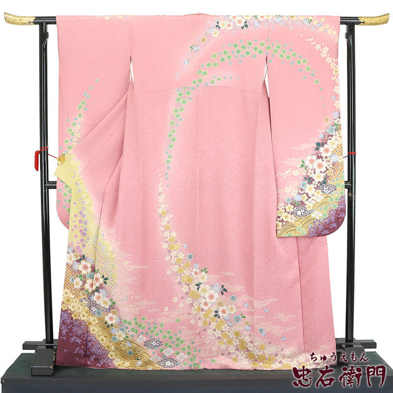 【中古】 振袖 リサイクル 正絹 成人式 結婚式 ピンク 裄丈67cm 仕立て上がり 送料無料 即日発送|ビスコンティ&きもの忠右衛門