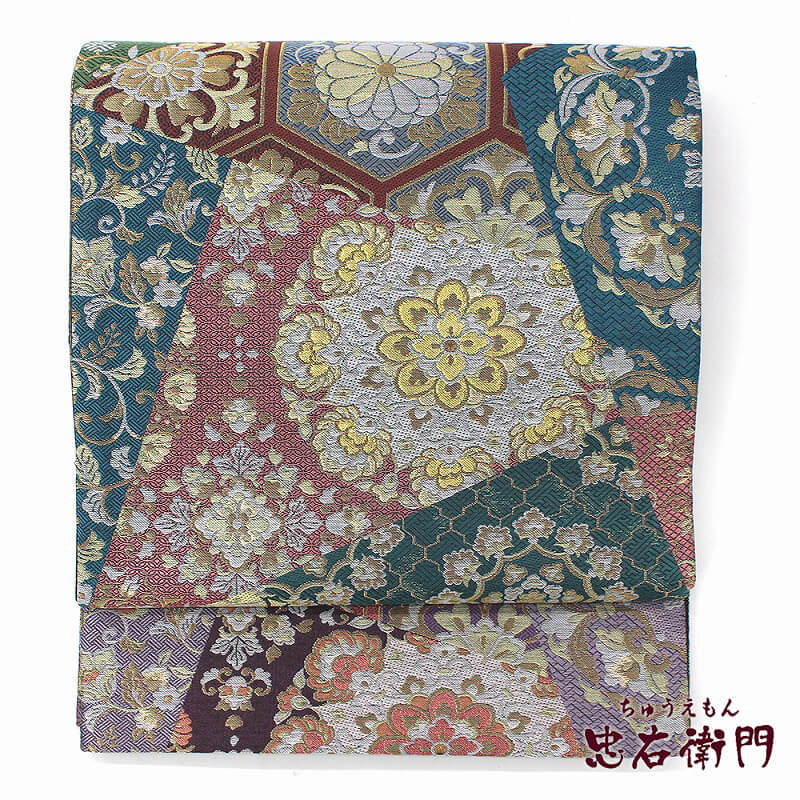 【中古】 袋帯 ふくろ帯 リサイクル レディース 正絹 紫 切りバメ風 亀甲 伝統文様 長さ430cm 幅31cm 仕立て上がり帯 フォーマルリサイクル帯 即日発送｜ビスコンティ＆きもの忠右衛門