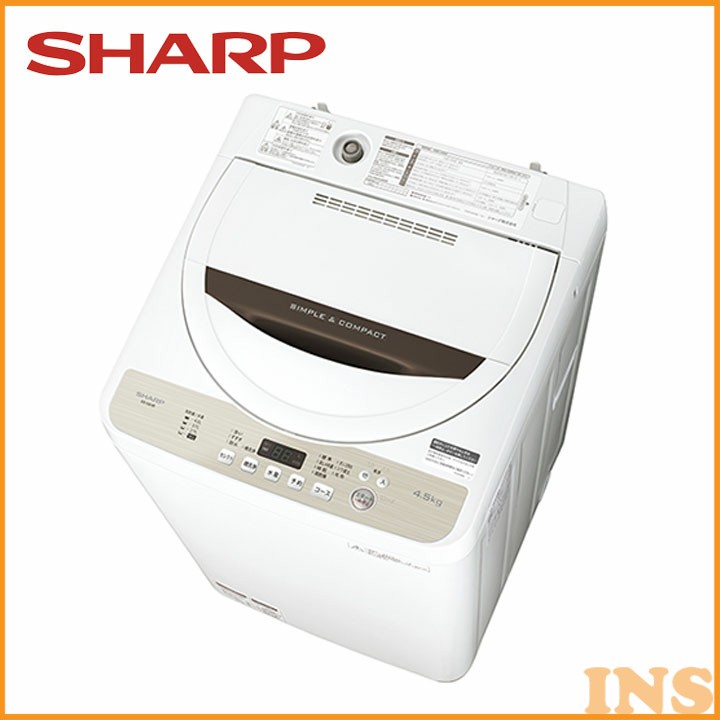 シャープ4.5kg洗濯機 ES-GE4B-C一人暮らし 新生活 全自動洗濯機 SHARP シャープ シングル 簡単設定 簡単操作 着 抑え 時短 毛布 タテ型 小型 【D】
