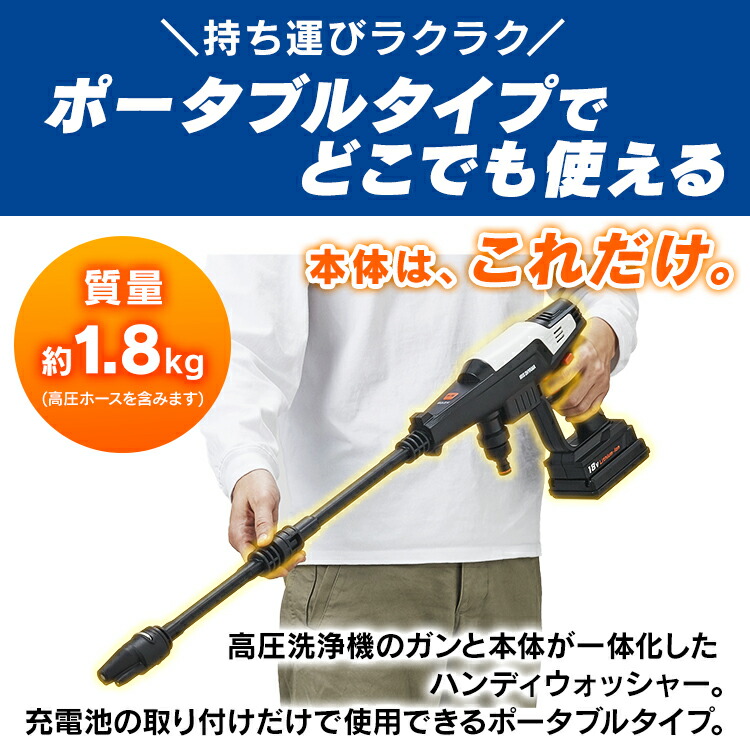 250円offクーポン有 洗車 充電式 アイリスオーヤマ ガン式 18v ポータブルウォッシャー ハンディウォッシャー 生活家電 高圧洗浄機 ポータブル 高圧 充電式ハンディウォッシャー ホワイト Jhw 201 大掃除 掃除用品 外壁掃除 洗車 車掃除 水圧 高圧洗浄器 高圧 洗浄