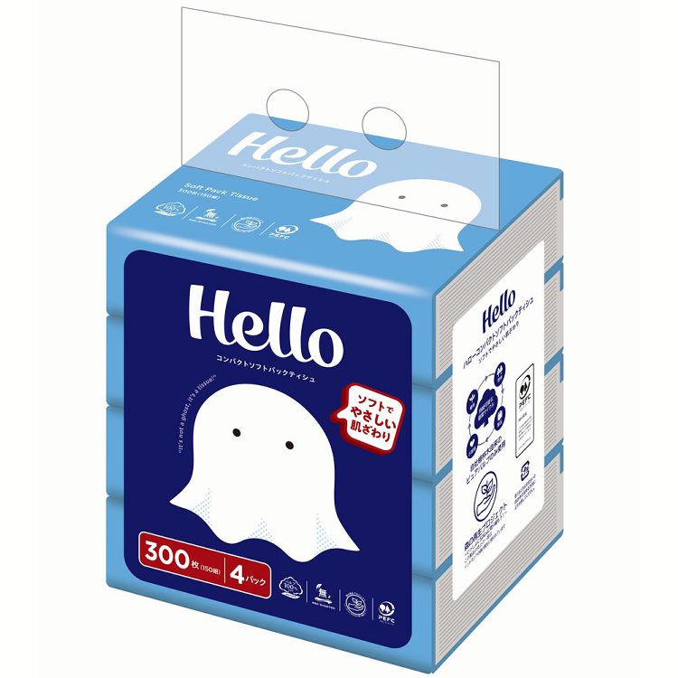 Hello Tissue 【楽天市場】ティッシュペーパー Hello ソフトパック ハロー コンパクトソフトパック 150組×4個パック 5234箱なし ソフト ...