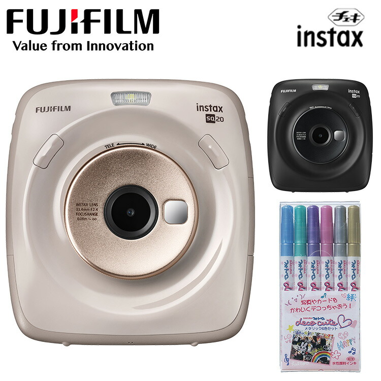 楽天市場 インスタントカメラinstaxsquaresq フォトペンメタリック 送料無料 ポラロイドカメラ ポラロイド チェキ コンパクト インスタント カメラ インタックス 富士フイルム ベージュ マットブラック D ウエノ電器 楽天市場店