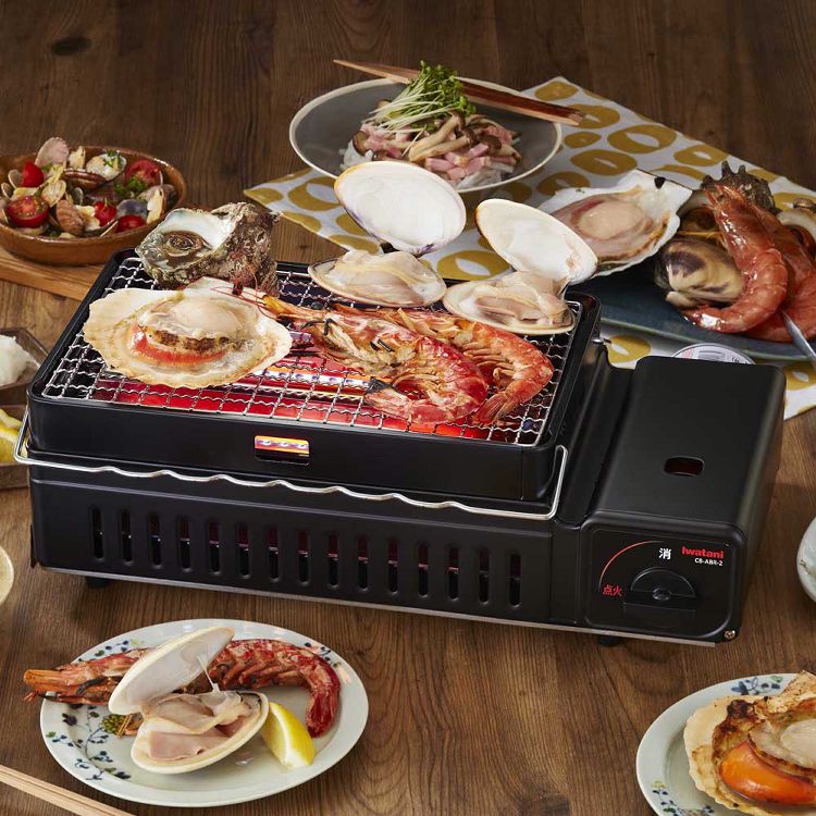 カセットコンロイワタニ炉ばた焼器炙りや2シルバー&ブラックCB-ABR-2ガスコンロ炙りや炉端焼きカセットガスカセットボンベ七輪網焼き串焼きイワタニ岩谷産業IWATANI【D】