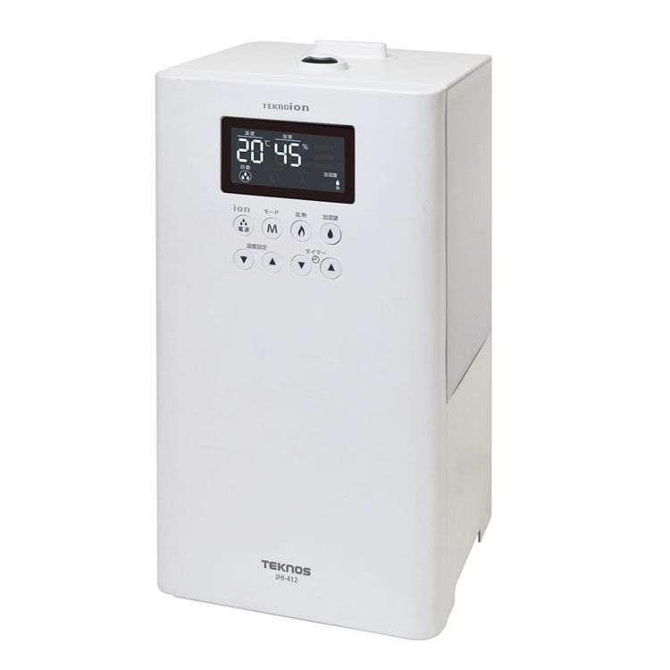 ハイブリット加湿器 4L ホワイト JHI－412 TEKNOS 加湿器 ハイブリッド 上部給水 大容量 自動運転 おやすみモード タイマー テクノイオン 白 テクノス