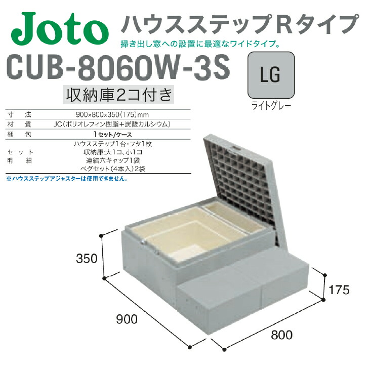 ハウス・テクノ、12インチ豪華15枚セット！ 城東テクノ ハウスステップ CUB-8060W-3ST Rタイプ 収納庫・取手