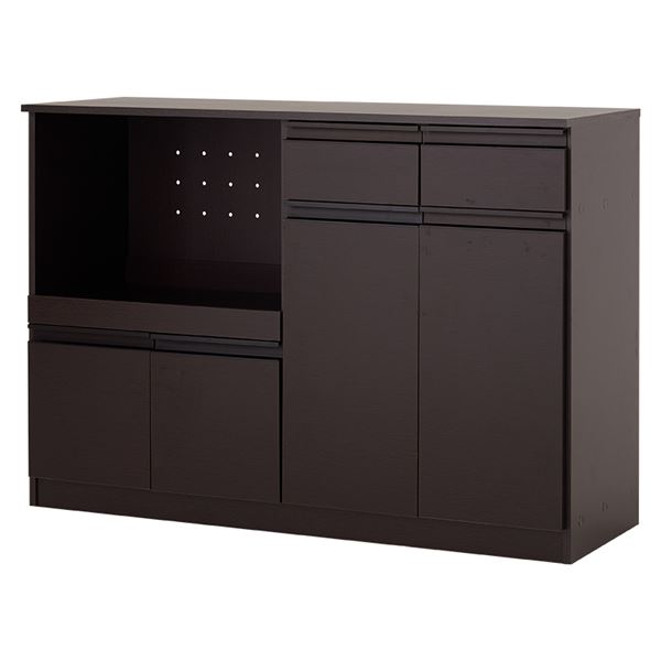 【マラソンP10倍　4/4-4/9】　キッチンカウンター 約幅118×奥行40×高さ82cm ダークブラウン 2口コンセント付き キッチン収納 組立品 キッチン 台所【代引不可】