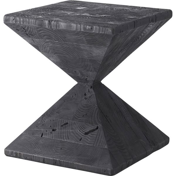 【ポイント10倍】お買い物マラソン【4/14～4/17】迄　サイドテーブル 約幅35×奥行35×高さ40cm （130） ブラック 裏面滑り止め付き 木製 天然木 パイン古材 リビング インテリア家具