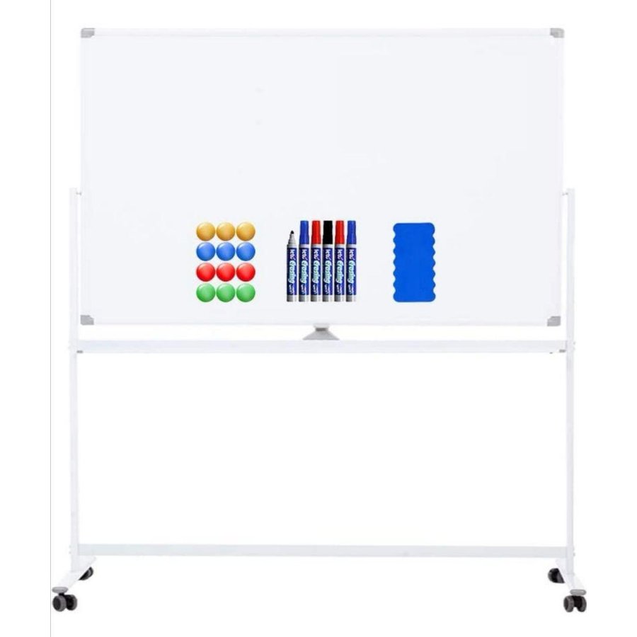 ホワイトボード 移動式 キャスター付き おしゃれ 両面 幅180cm 高さ90cm マグネット対応 マーカーセット付き 事務用品 一台両役 ペントレー 1年保証付き 635 Andapt Com